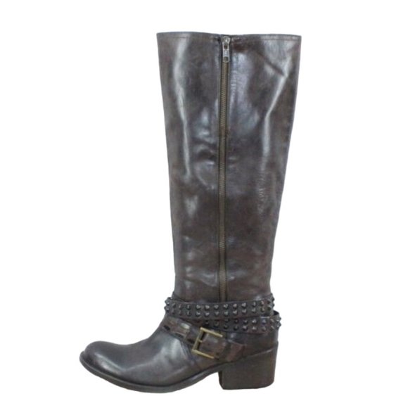 Bronx Shoes - Bronx Brown Distressed Leather Side Zipper Riding Boots Size Eu 39 US 7